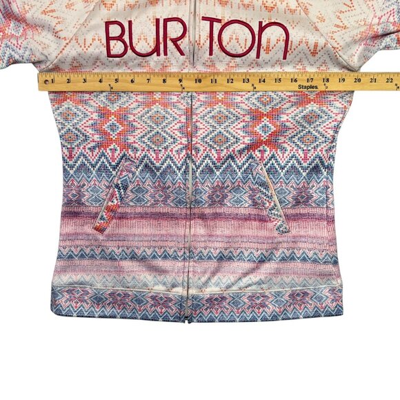 Burton Hoodie Womens Large L Pink White Aztec Peak Fleece Lined Full Zip Jacket - Picture 7 of 14